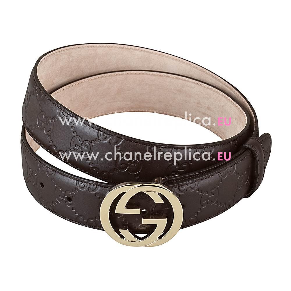 Gucci Signature Classic GG Buckle Embossed Belt Sorrel 33336092P