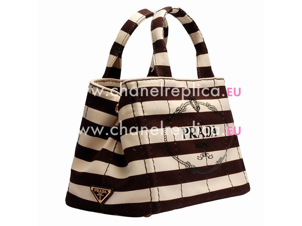 Prada Denim Canapa Stampata Triangle Logo Small Bag Brown BN58890