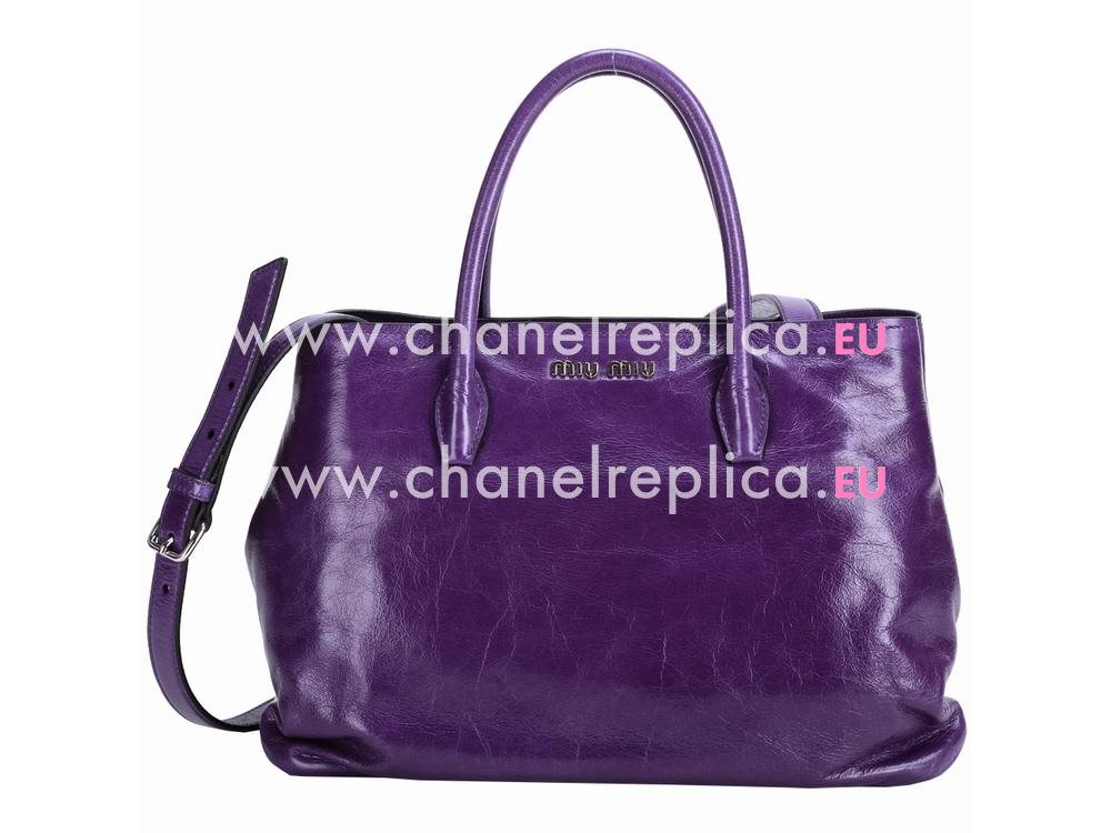 Miu Miu Vitello Shine Calfskin Handbag In Purple RN1015