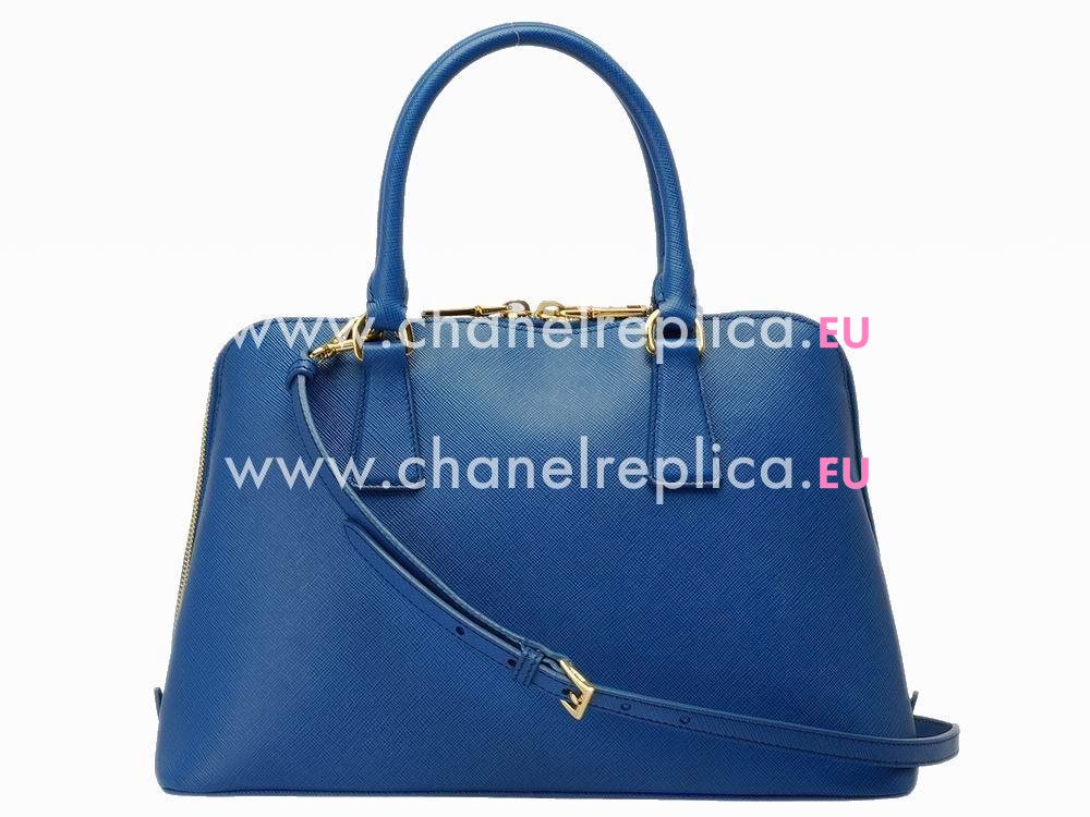 Prada Lux Saffiano Classic Triangle Logo Cowhide Handle/Shoulder Bag Blue P469220