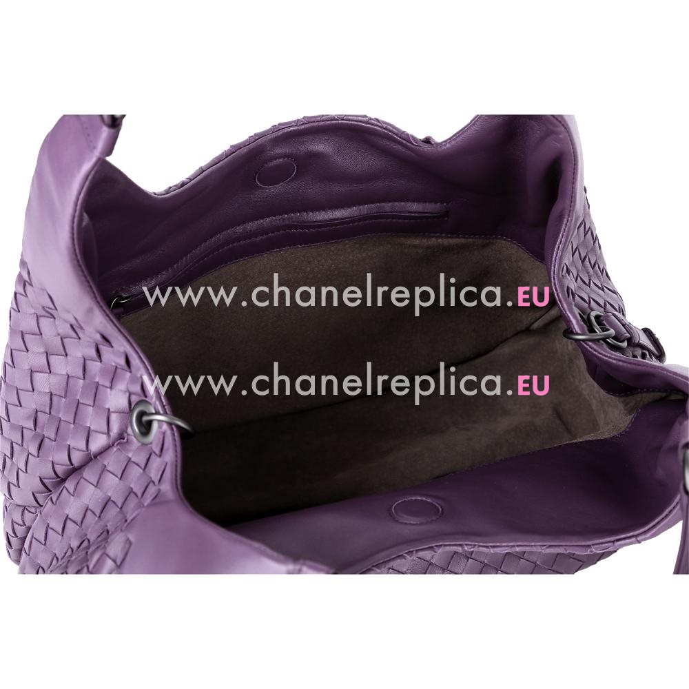Bottega Veneta Campana Nappa Woven Shouldbag Purple BV593022