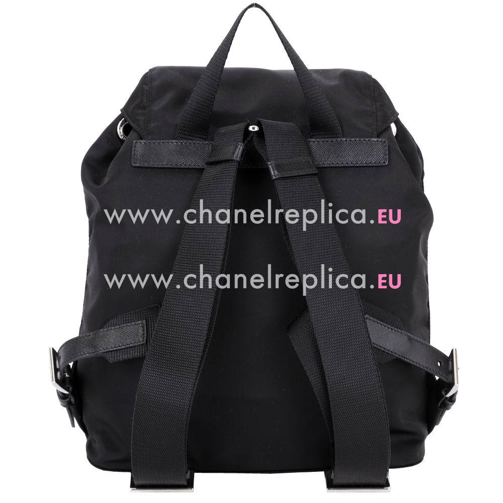 Prada Classic Triangle Logo Calfskin Nylon Backpack Black PR7054116