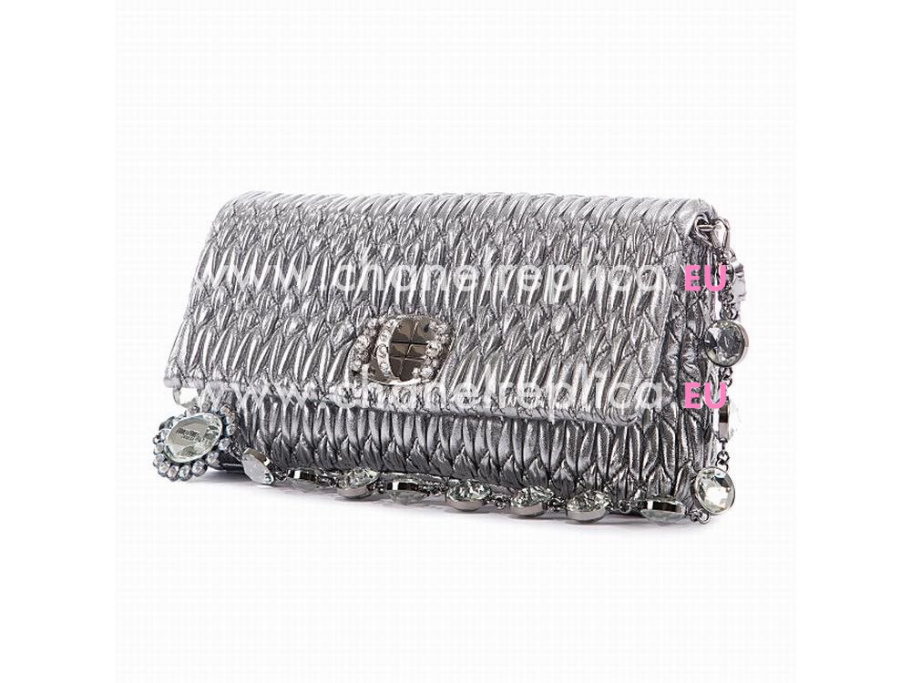 Miu Miu Nappa Crystal Clutch Bag Silver Color RP0233 FVJ F0135