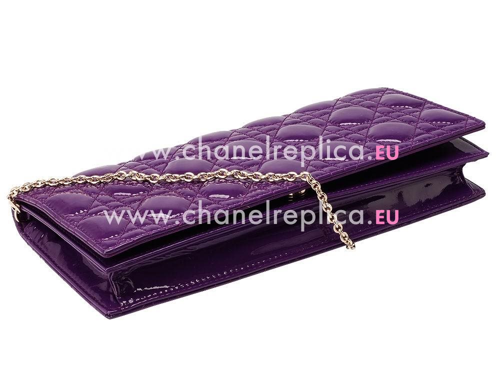 Dior Cannage Lambskin Patent Evening Cluch Purple D481293