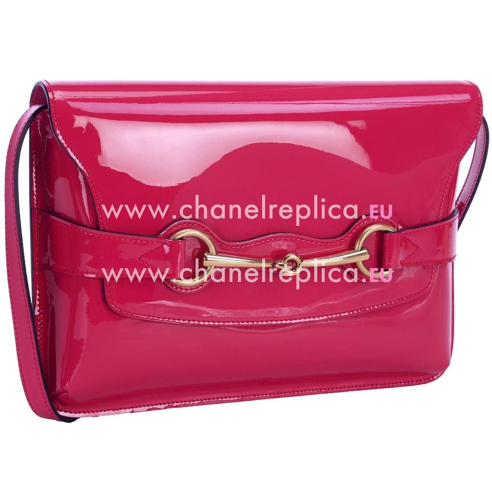 Gucci GG Calfskin Patent Leather Clutch In Peach Red G446926