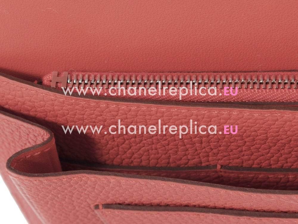 Hermes Dogon GM Togo Leather Long Wallet Silvery Hardware Orange H342816