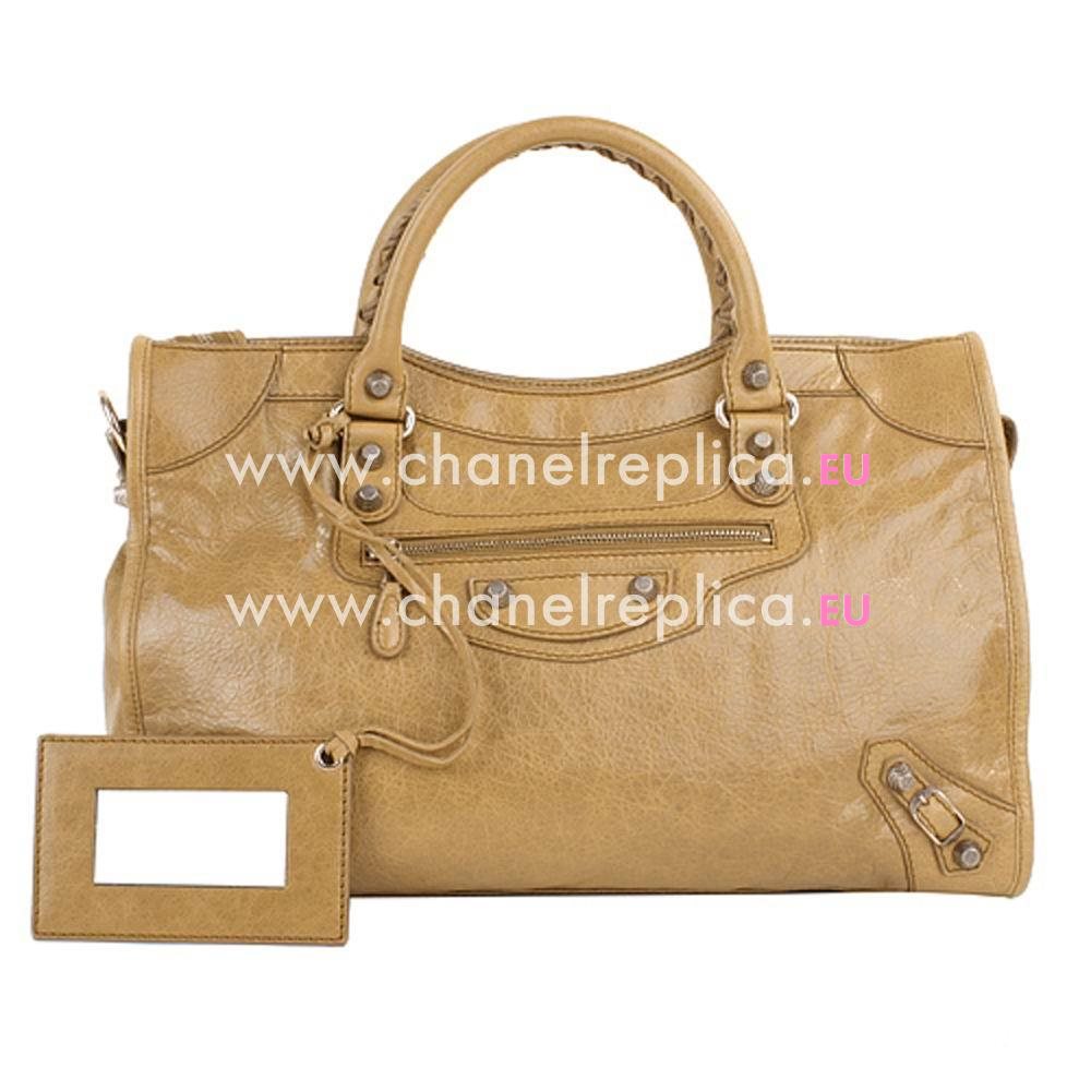 Balenciage City Lambskin Gold hardware Classic Bag Khaki Yellow B2054987