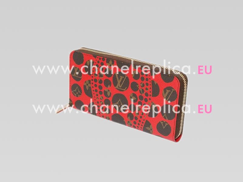 Louis Vuitton Yayoi Kusama Monogram Pumpkin Dots Zippy Wallet Rouge M60450