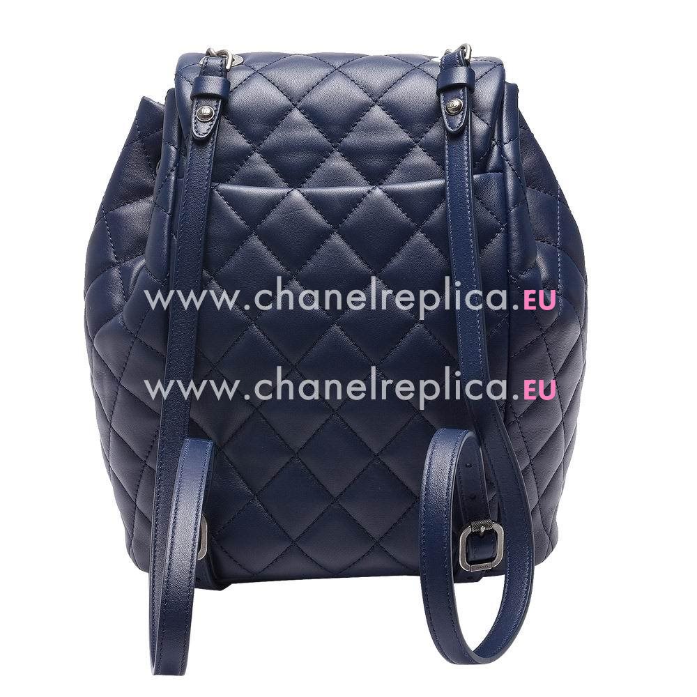 Chanel Classic Rhomboids Calfskin Silver Chain Backpack Deep Blue C7042210