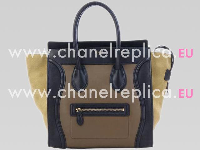 Celine Calfskin Nano Luggage Medium Bag Black/Camel CE165214BC