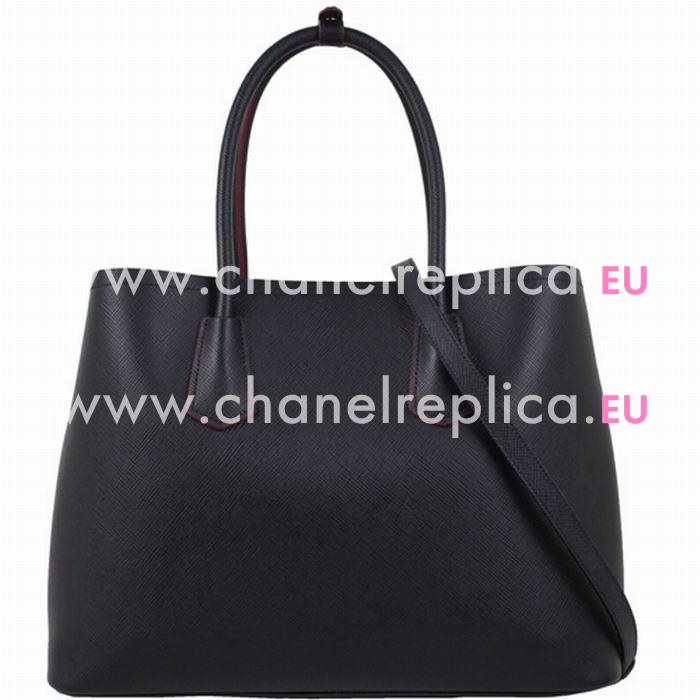 Prada Saffiano Cuir Large Double Tote Bag Black B2756T-2A4A-F0002