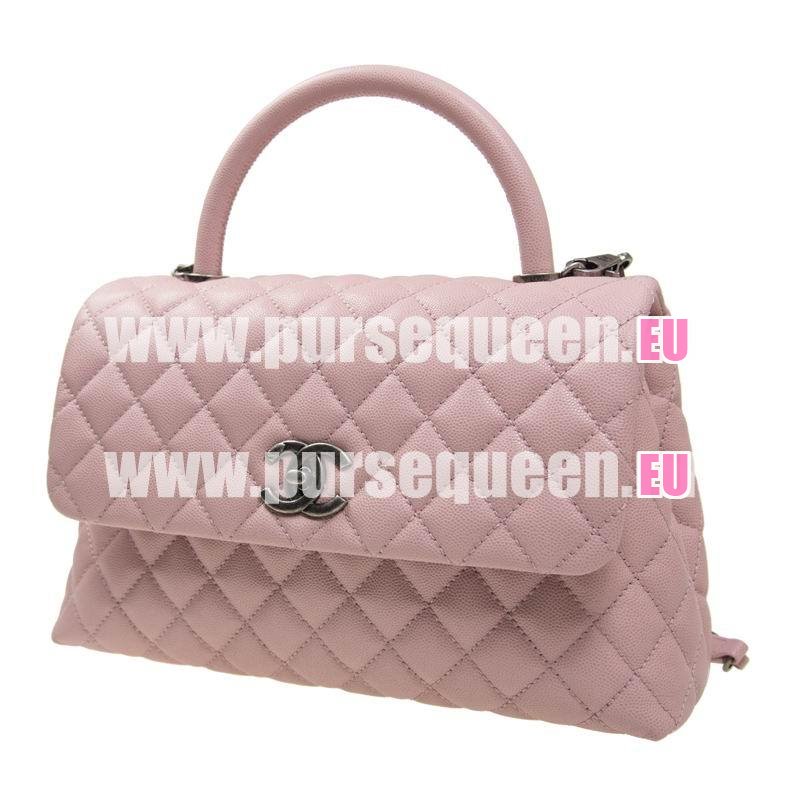 Chanel Calfskin Leather Coco Handle Anti-Silver Hardware Pink A92991CPINKS