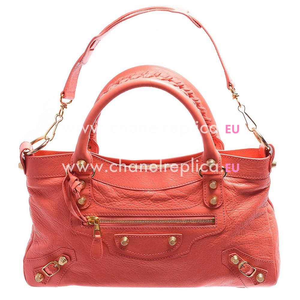 Balenciaga Giant First Gold Button Sheepskin Bag Rose Pink B7031508