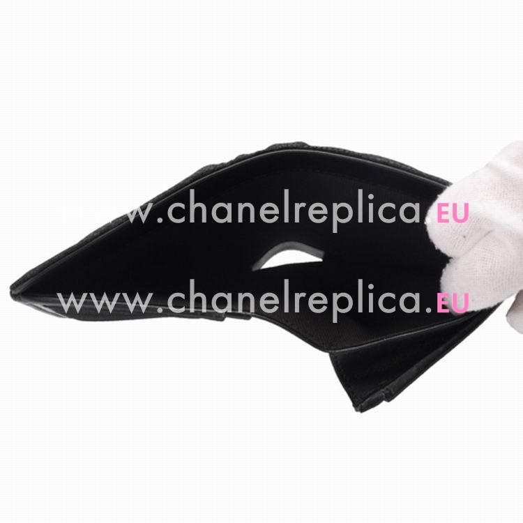 Chanel Caviar Silver CC Long Wallet Black A754076
