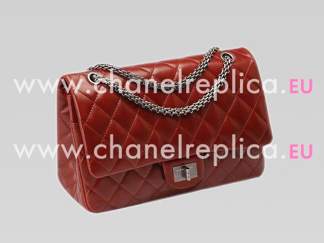 Chanel Lambskin Jumbo Bag Red AantiQue Silver Hardware A43290