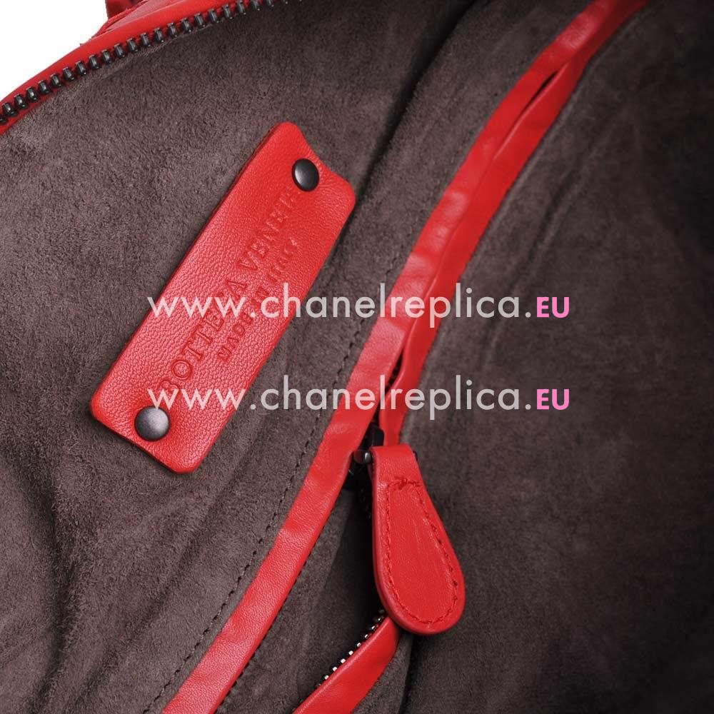 Bottega Veneta Classic Calfskin Leather Woven Briefcase Red B5935028