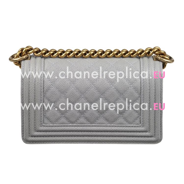 Chanel Grey Caviar Antique-Gold Chain Mini Boy Bag A67085GCG