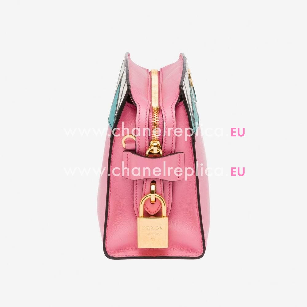 Prada Esplanade Calf/Saffiano Leather Shoulder Bag Begonia Pink P1BH0494