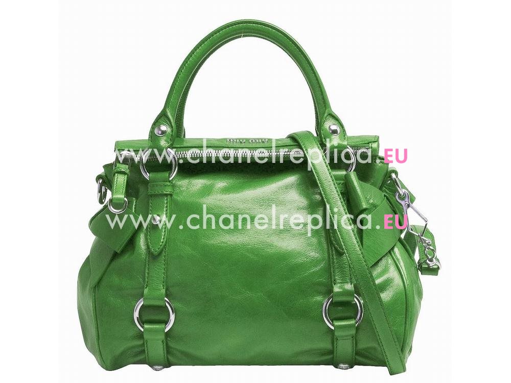 Miu Miu Vitello Lux Calfskin Bow Bag Green MU5665