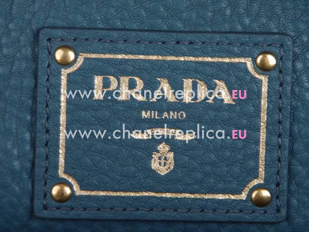 Prada Saffiano Calfskin Triangle Logo Boston Bag Turkey Blue BN59233