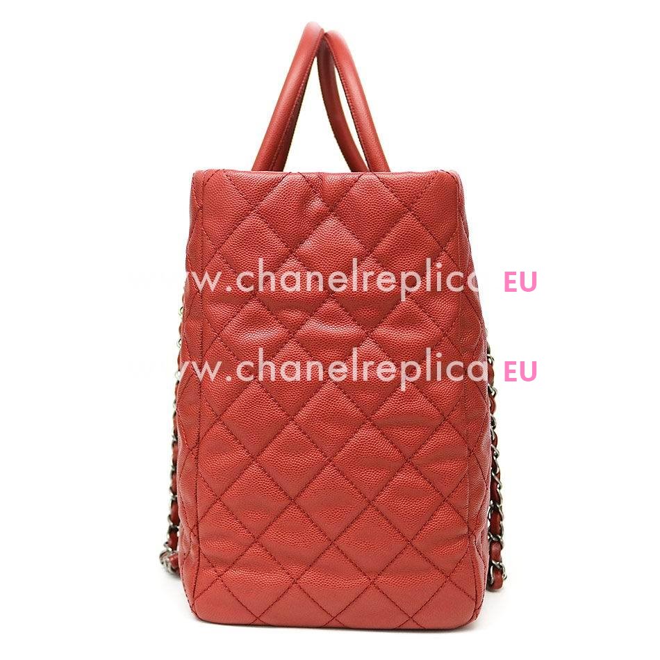 Chanel Classic CC Logo GST Bag In Red Anti-silver Chain A93525