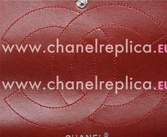 Chanel Lambskin Jumbo Bag Red AantiQue Silver Hardware A43290