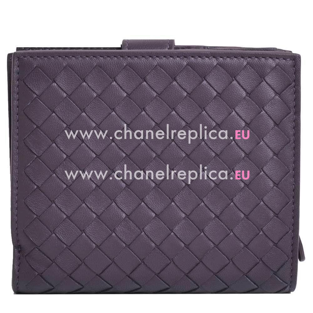 Bottega Veneta Classic Weave Nappa Zipper Wallet In Deep Lavender BV6112922