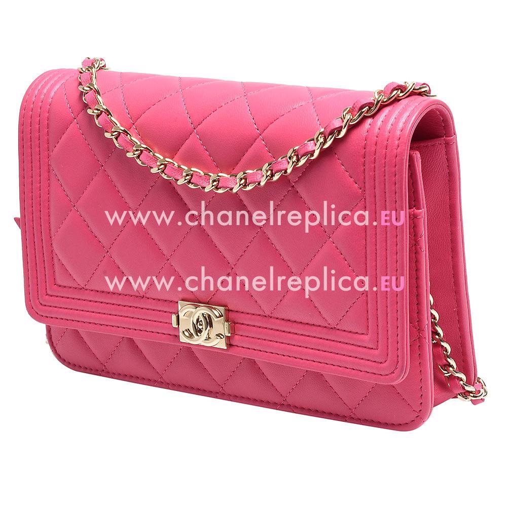 Chanel Lambskin Gold Chain Woc Bag Peach Red A837B6