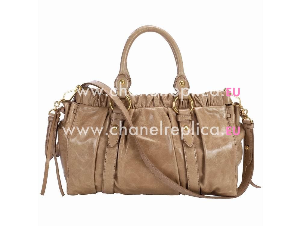 Miu Miu Vitello Lux Calfskin Large Shoulder Bag Camel RN0958