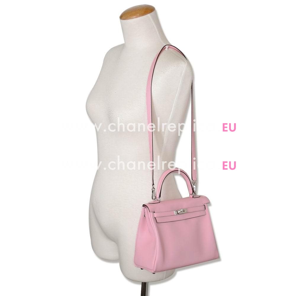 Hermes Kelly 25cm Silvery Button Swift Leather Hand/Shoulder bag Sakura Pink H7042010