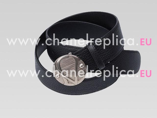 Louis Vuitton 1904 Natural Calfskin Leather Belt Black M9681U