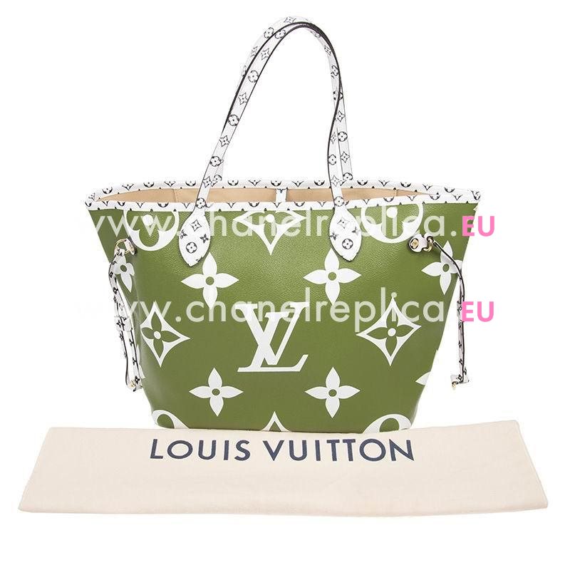 Louis Vuitton Monogram Coated Canvas Neverfull MM Khaki M44568