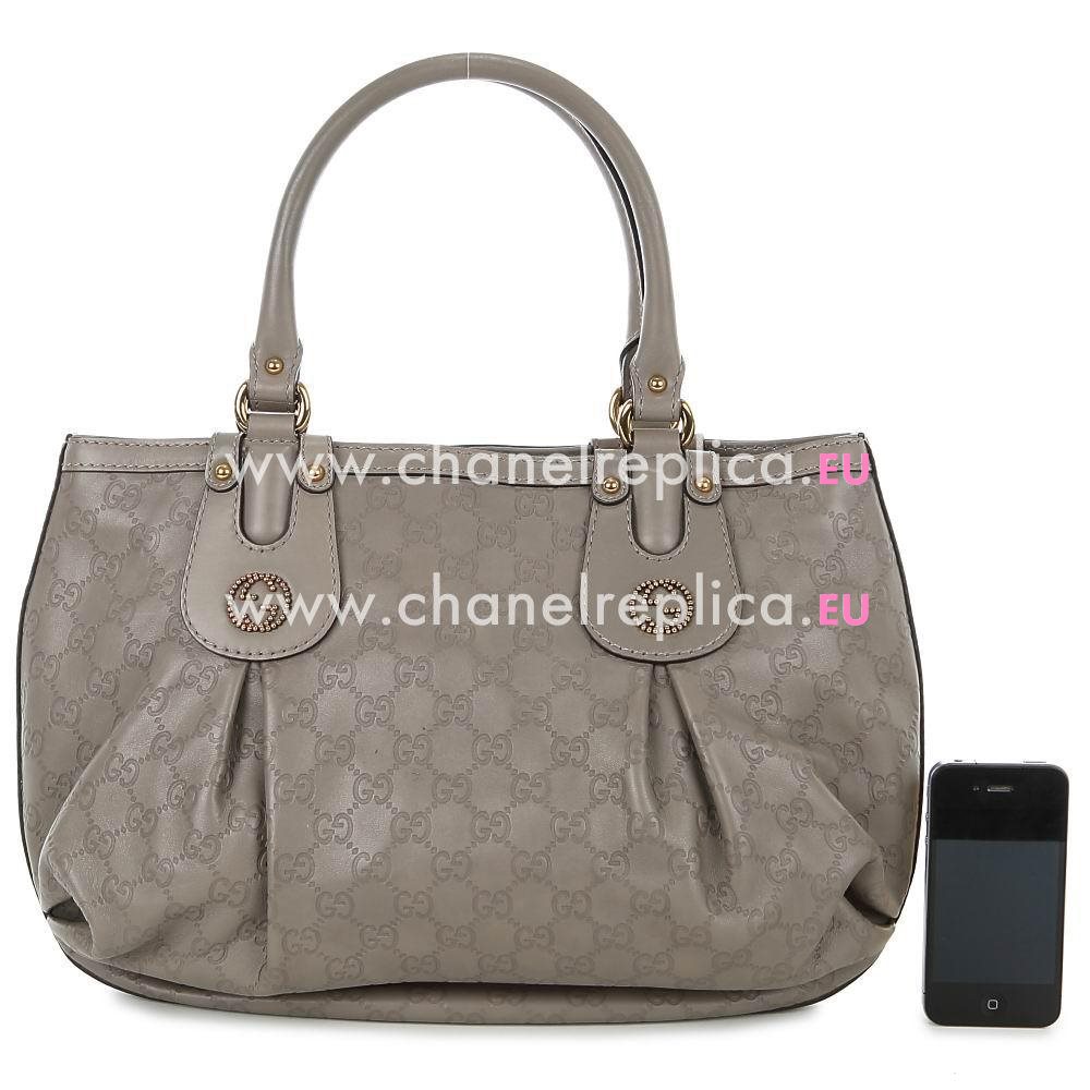 Gucci Scarlett Classic GG Calfskin Leather Weaving Bag In Gray G5623524