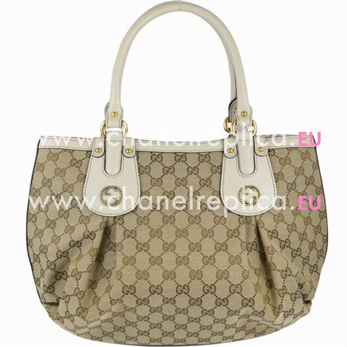 Gucci Spring Summer Scarlett GG Logo Tote Bag White G353689