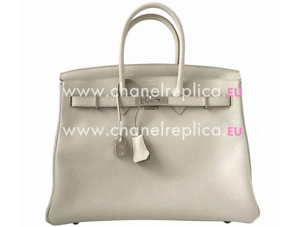 Hermes Taurillon Clemence Birkin 35 Gris Perle Palladium H1035LTG