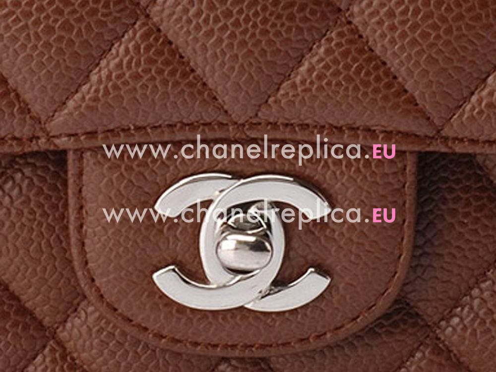 Chanel Caviar Medium Size Double Flap Bag Coffee(Silver) A01112CS