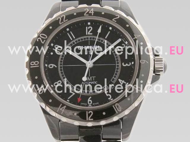 CHANEL Men Sports J12 Black Dial Automatic GMT Ceramic Oar H2012