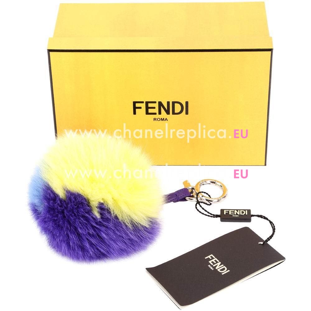 FENDI Pompon Bag Bugs The Fox Pendant Blue/Yellow/Purple F6122814