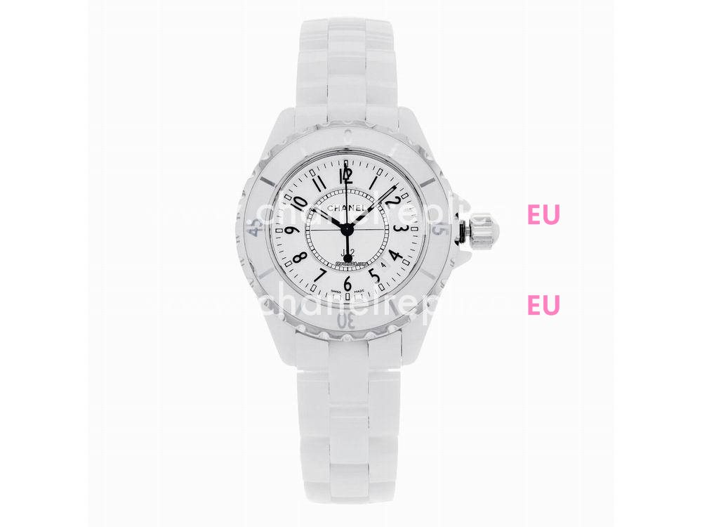 Chanel J12 White Ceramic & Steel Quartz Ladies Watch H0968