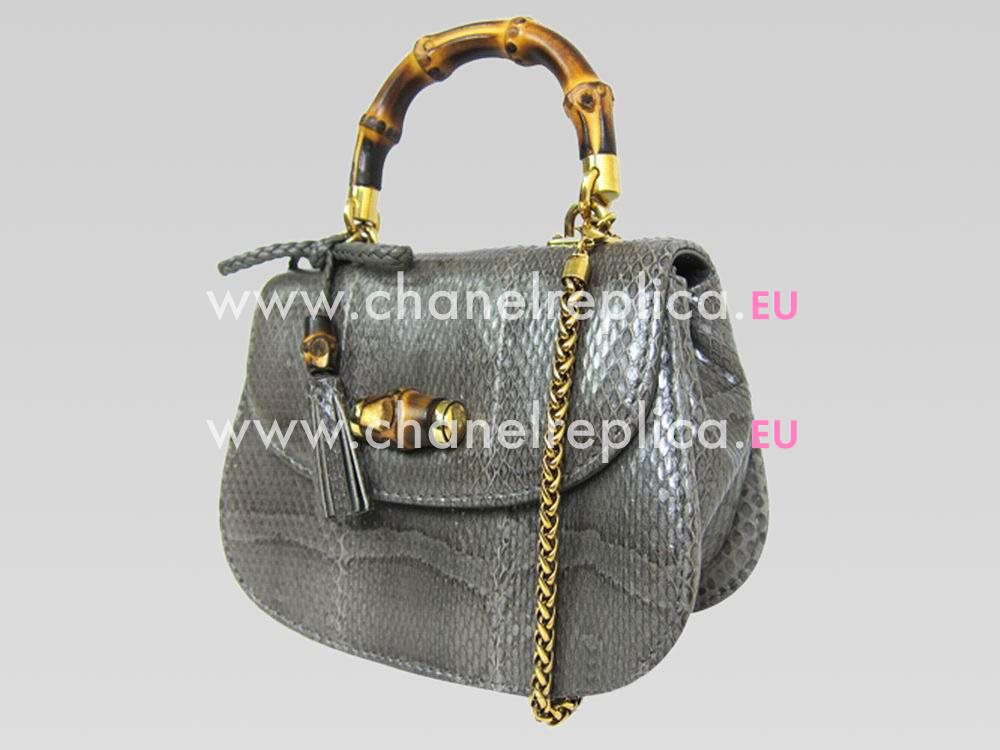 Gucci Bamboo-like Handle Crossbody Bag In Grey G269969 EDH1T 1218