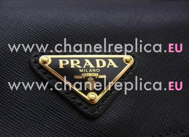 Prada Teaauto Saffiano Classic Triangle Logo Nylon Handle/Shoulder Bag Black P371034