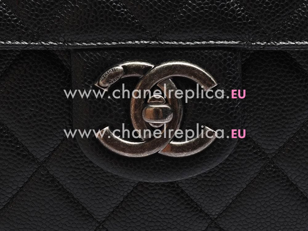 Chanel Caviar Thick Chain Flap Shoulder Bag In Black A55109