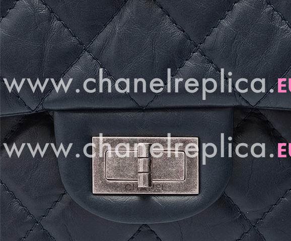 Chanel Calfskin Jumbo Size Bag Dark Blue(AantiQue Silver) A438196