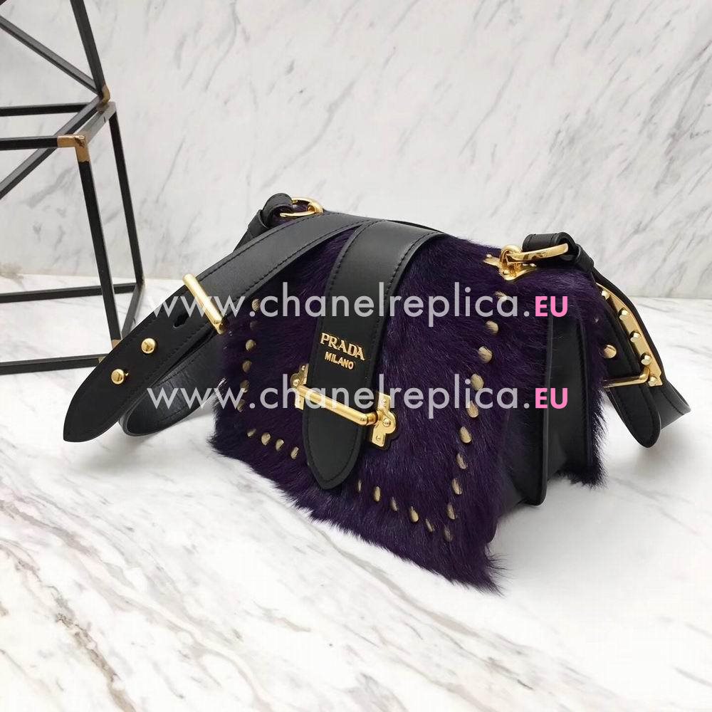 Prada Cahier Calf Leather Bag Purple Black P7091804