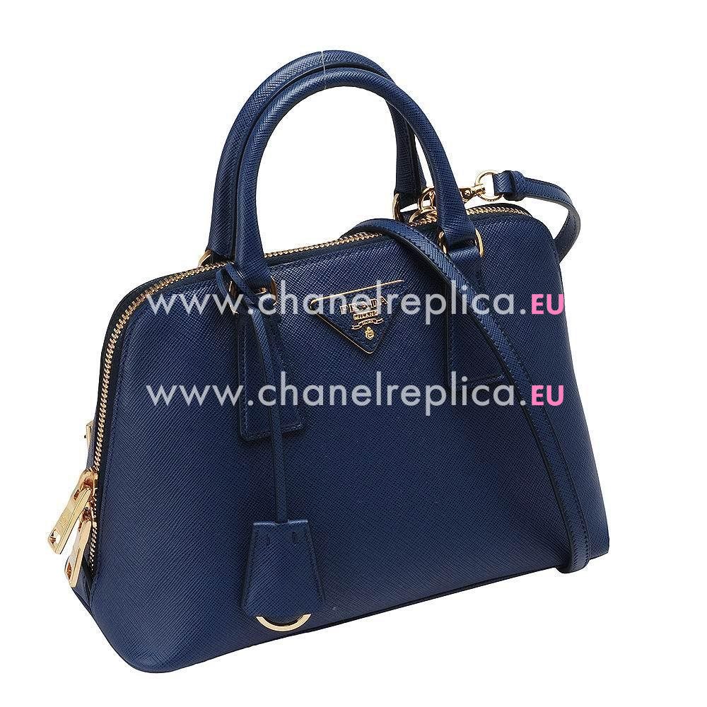 Prada Lux Saffiano Classic Triangle Logo Cowhide Handle/Shoulder Bag DeepBlue PR5318077