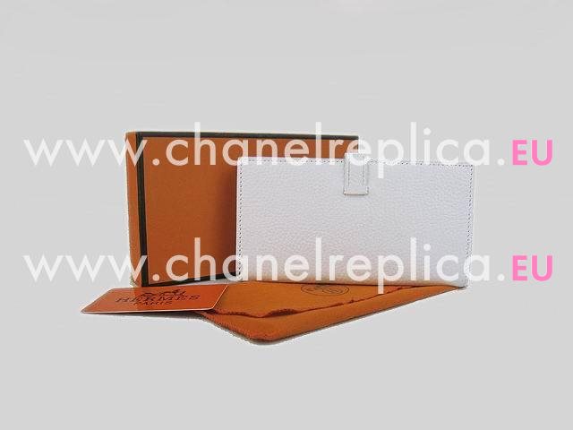 Hermes Dogon Clemence Leather Wallet In White H0005B