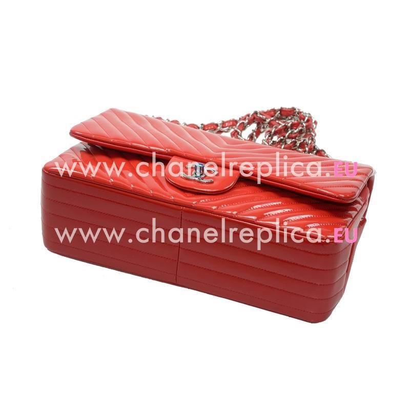 Chanel V Jumbo Patent Leather Coco Flap Bag Red Gold Chain A58600VRED