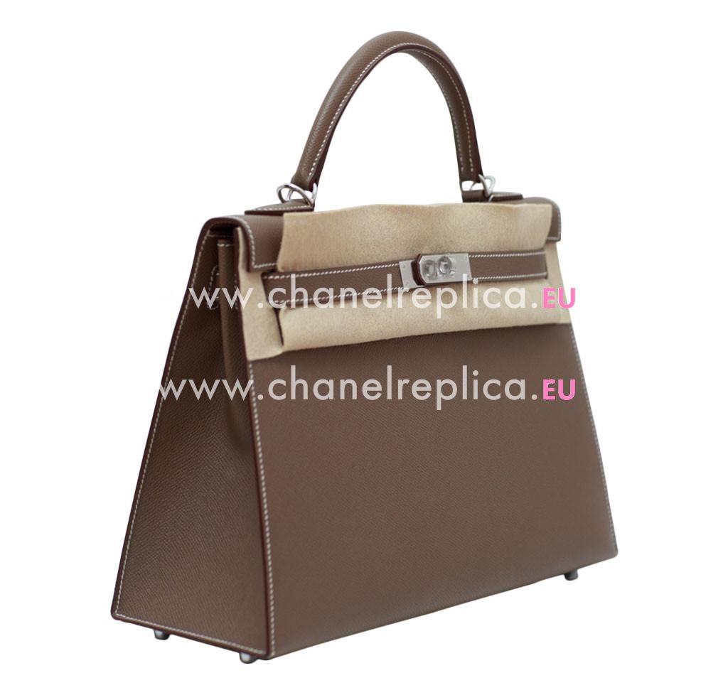 Hermes Kelly 32cm Etoupe Epsom Leather Palladium Hardware Handbag HK1032DGS