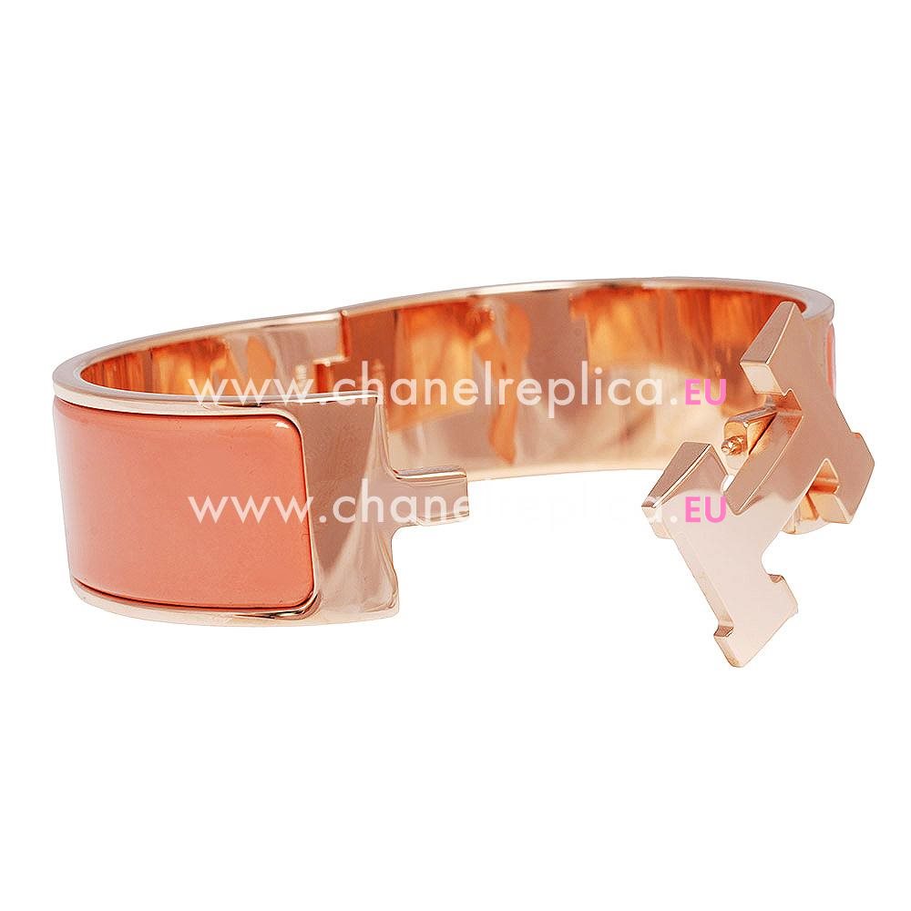 Hermes Medium Enamelled Click H Logo Bracelet Rose Gold/ Pink HE52595