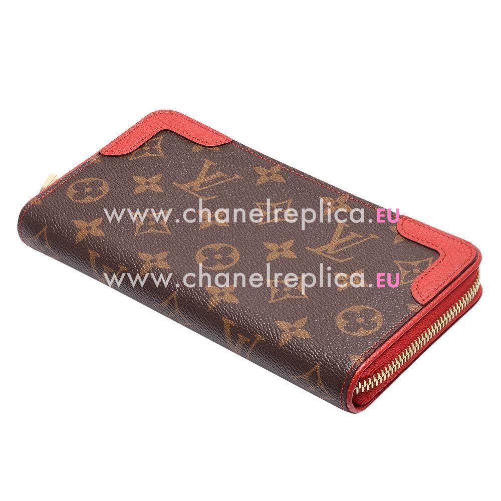 Louis Vuitton Retiro Calfskin Brim Monogram Canvas Zipper Wallet M61187